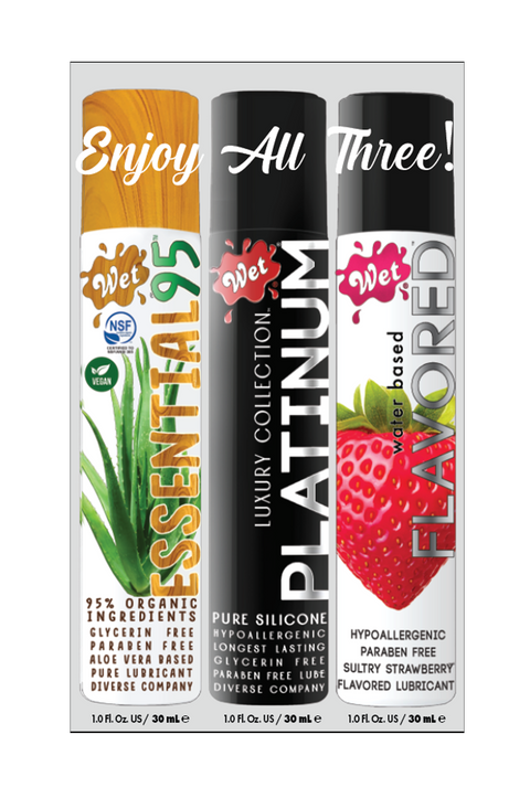 Wet® 3 PACK SAMPLER (1OZ ESSENTIAL95, PLATINUM, STRAWBERRY) 1 Fl. Oz./30mL x 3
